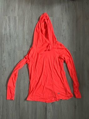 Marika Neon Coral Hooded Long-Sleeve Top Bright Orange Safety Dry-Wik LG